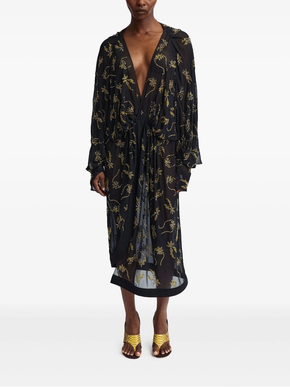 16ARLINGTON Licia Embellished Chiffon Midi Dress
